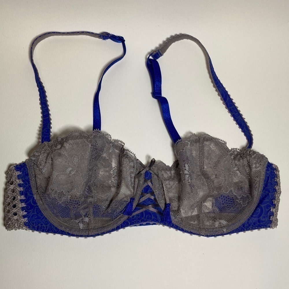 NWOT Aubade lace gray and blue Underwire Bra Size 34C